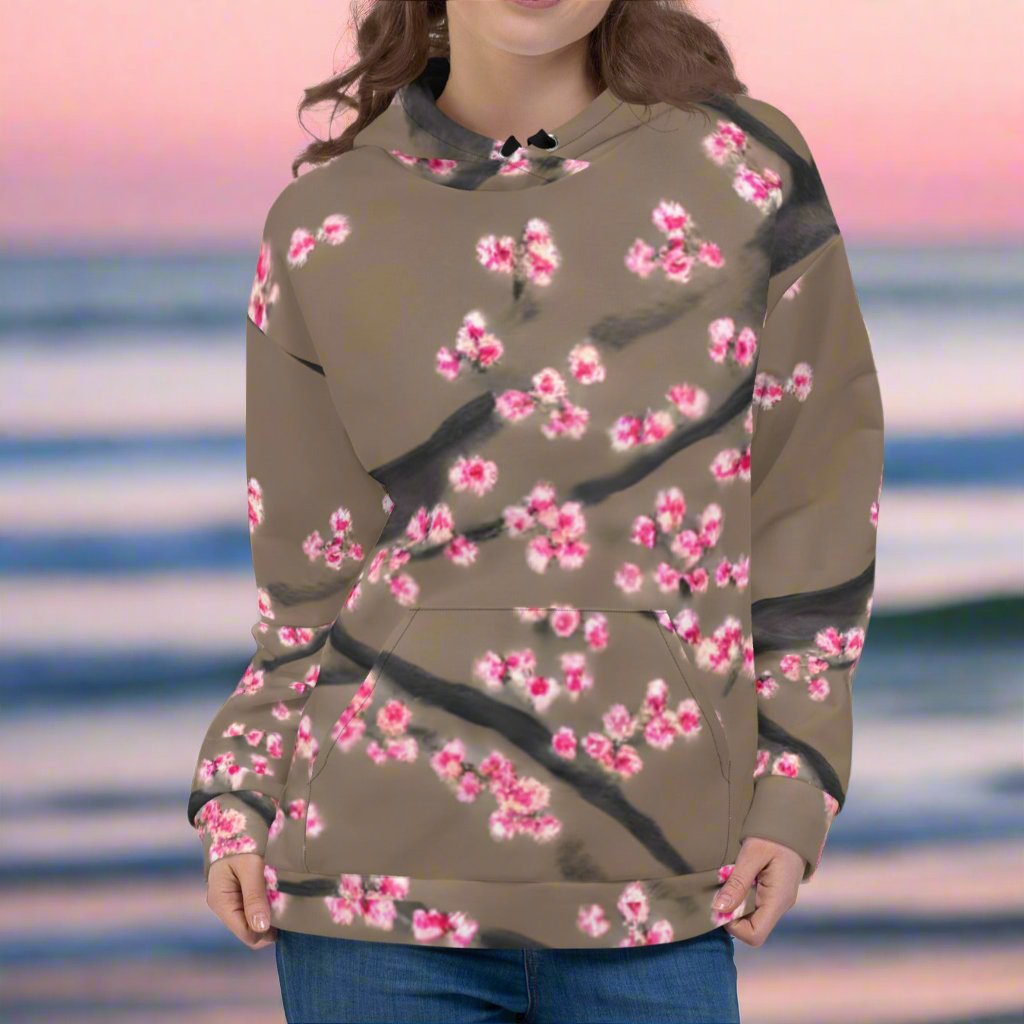 Cherry Blossoms Beach Hoodie Cozy Sweatshirt