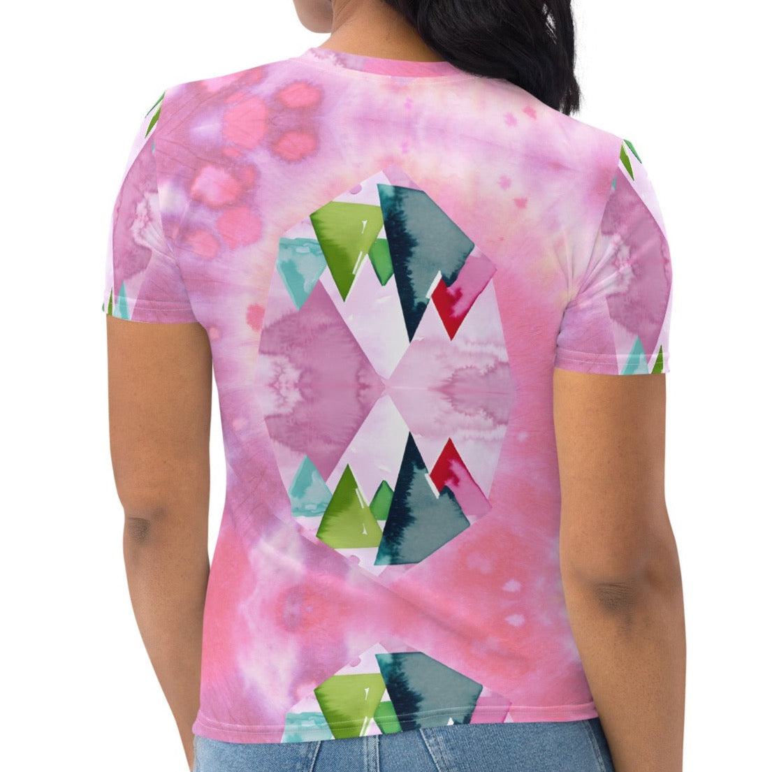 Pink Tie Dye Reflect Mountain Women's T-shirt