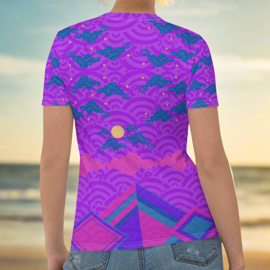 Japan Sky Reflective Mountains Purple Women's T-shirt