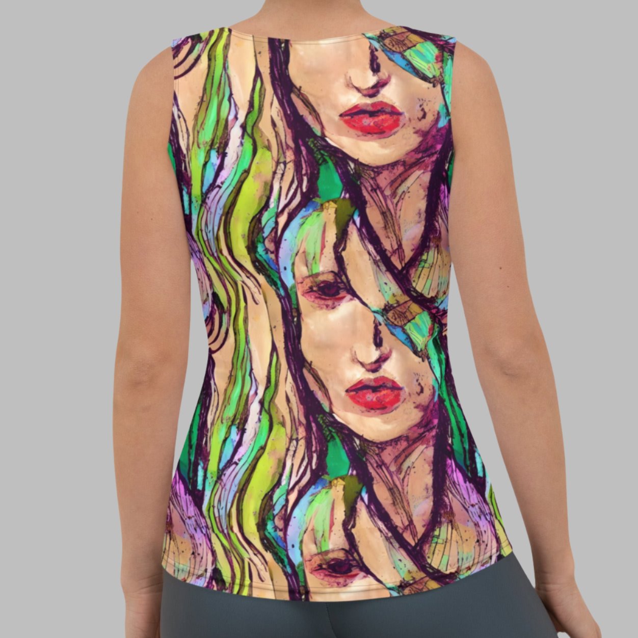 Purple Green Boho Goddess Tank Top