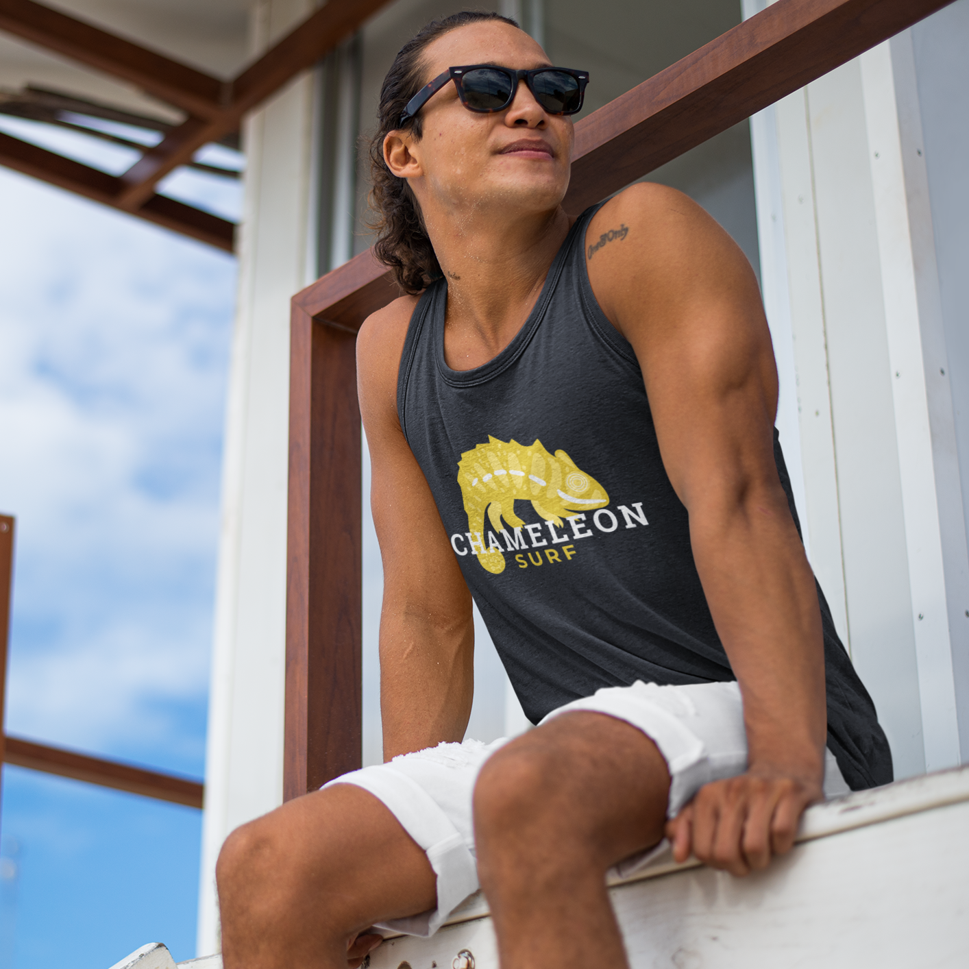 Yellow Chameleon Surf Men's Tank Top