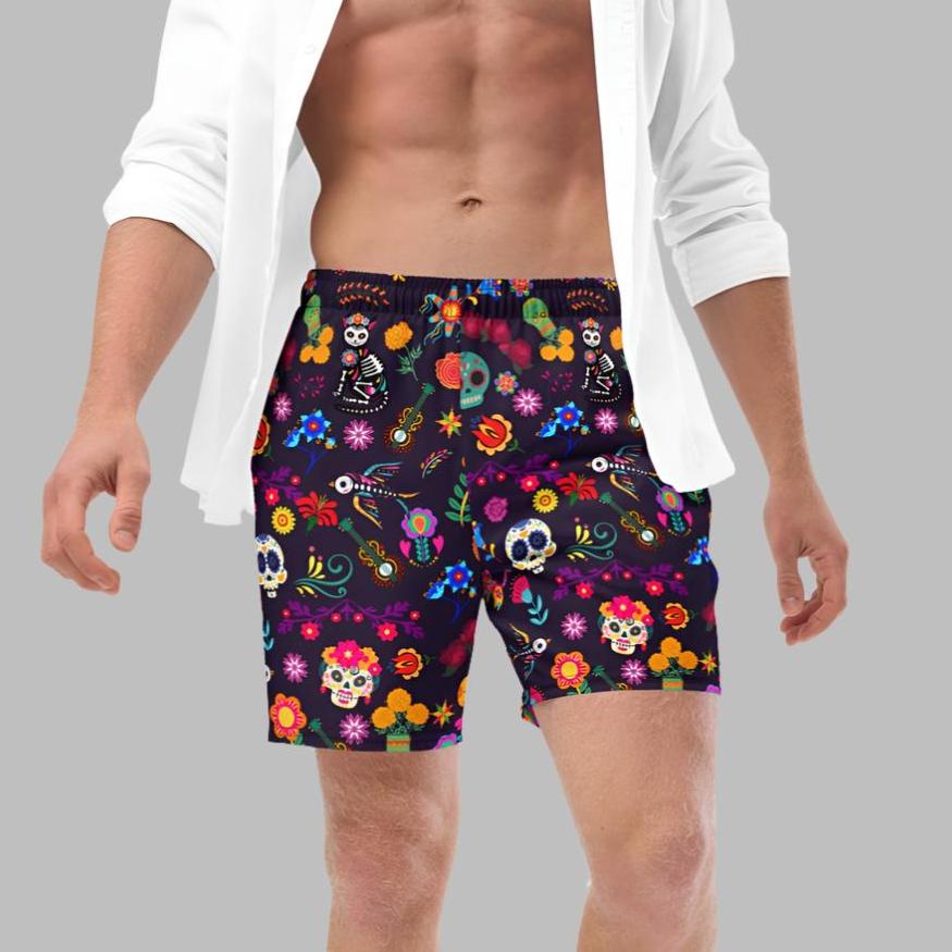 Day of the Dead Chameleon Men's Swim Trunks
