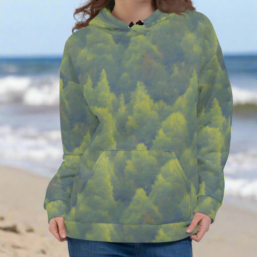 Camo Trees Army Green Beach Hoodie Cozy Sweatshirt