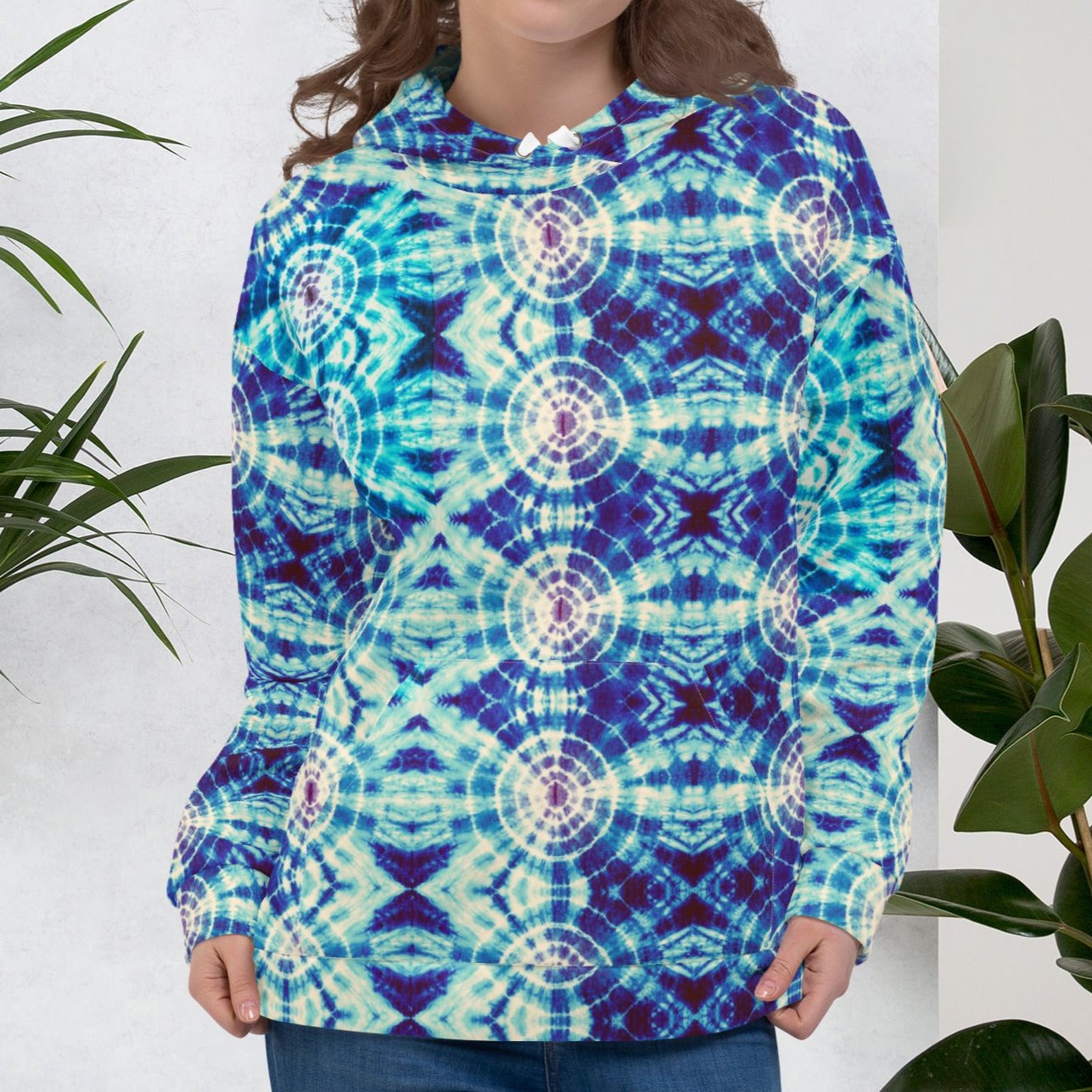 Arctic Tie Dye Blue Beach Hoodie Cozy Sweatshirt