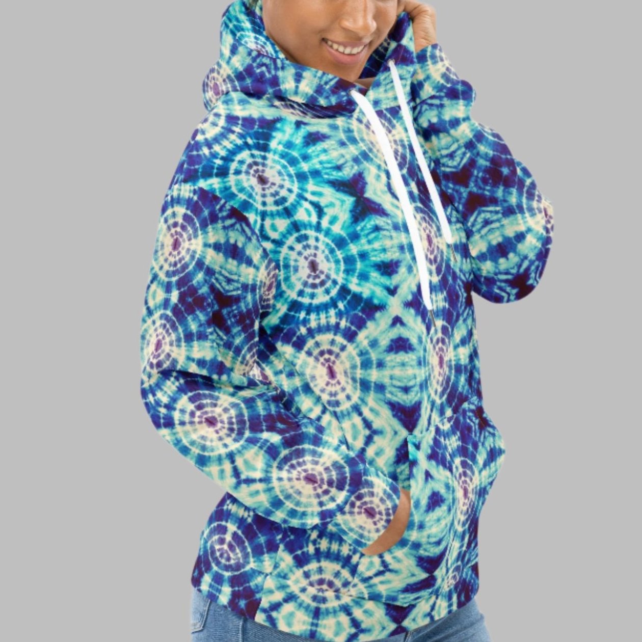 Arctic Tie Dye Blue Beach Hoodie Cozy Sweatshirt