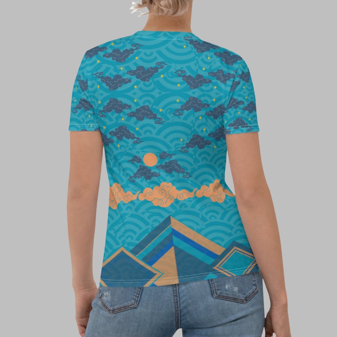 Japan Sky Reflective Mountains Turquoise Women's T-shirt