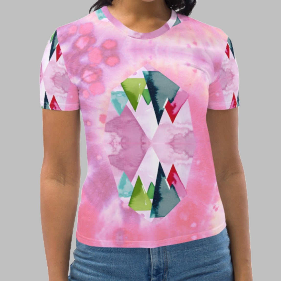 Pink Tie Dye Reflect Mountain Women's T-shirt