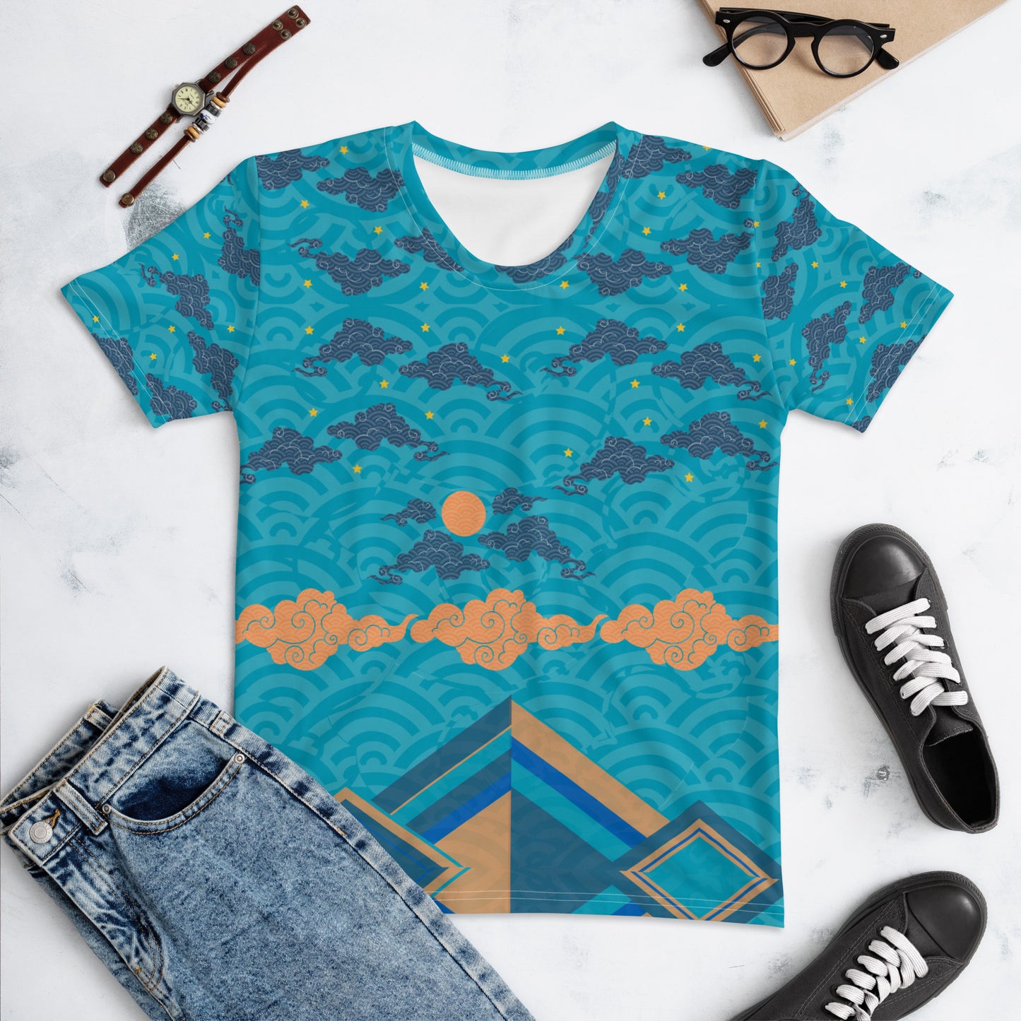 Japan Sky Reflective Mountains Turquoise Women's T-shirt