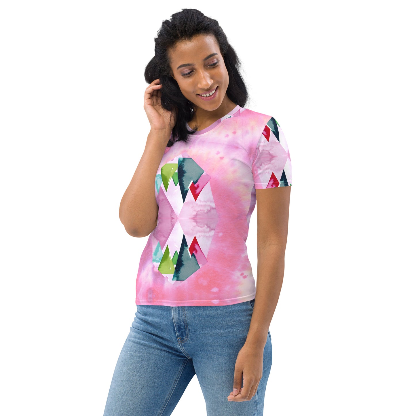 Pink Tie Dye Reflect Mountain Women's T-shirt