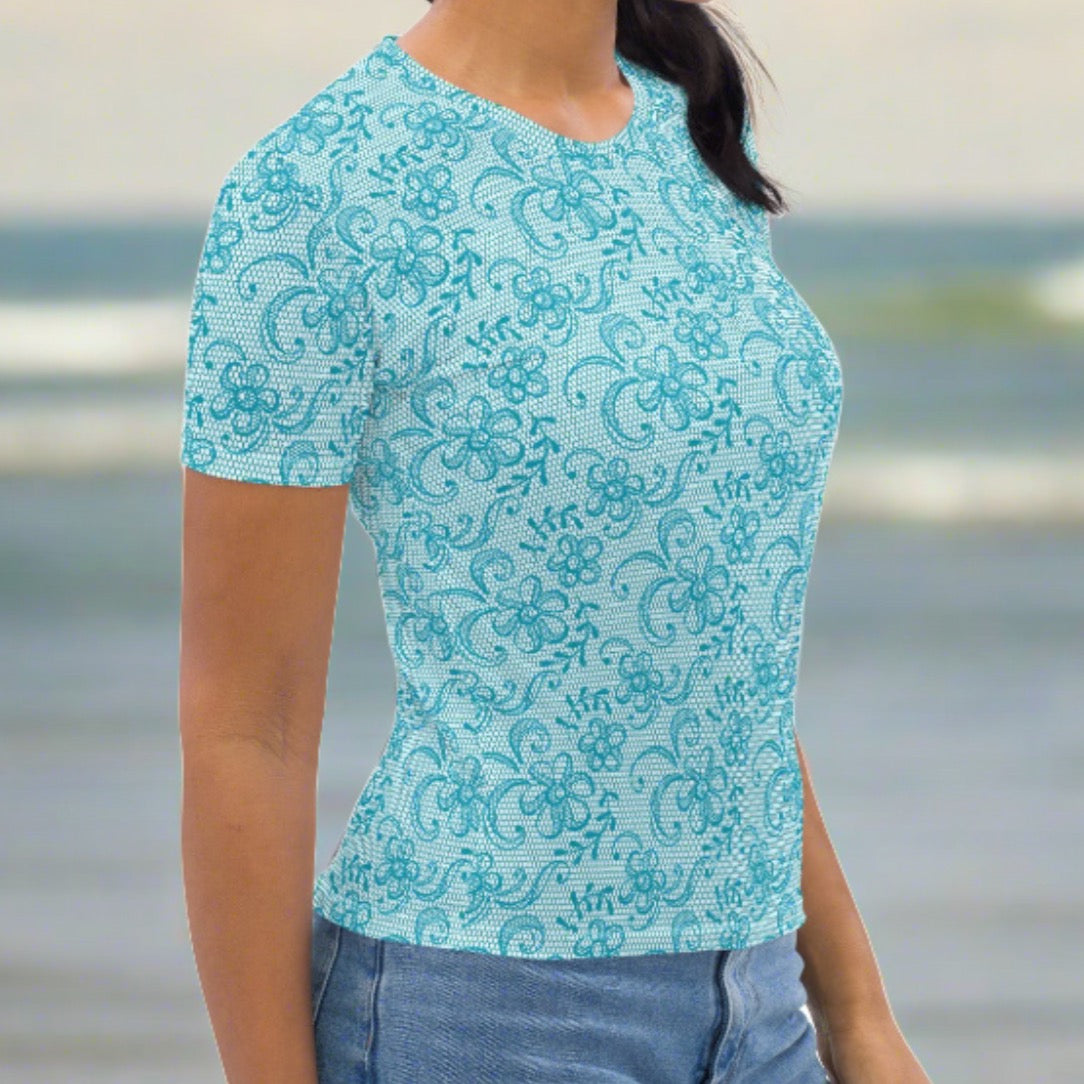 Lace Turquoise Print Women's T-shirt