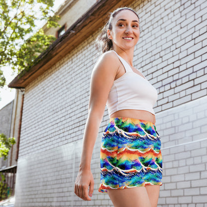 Rainbow Wave Reflections Women’s Athletic Shorts