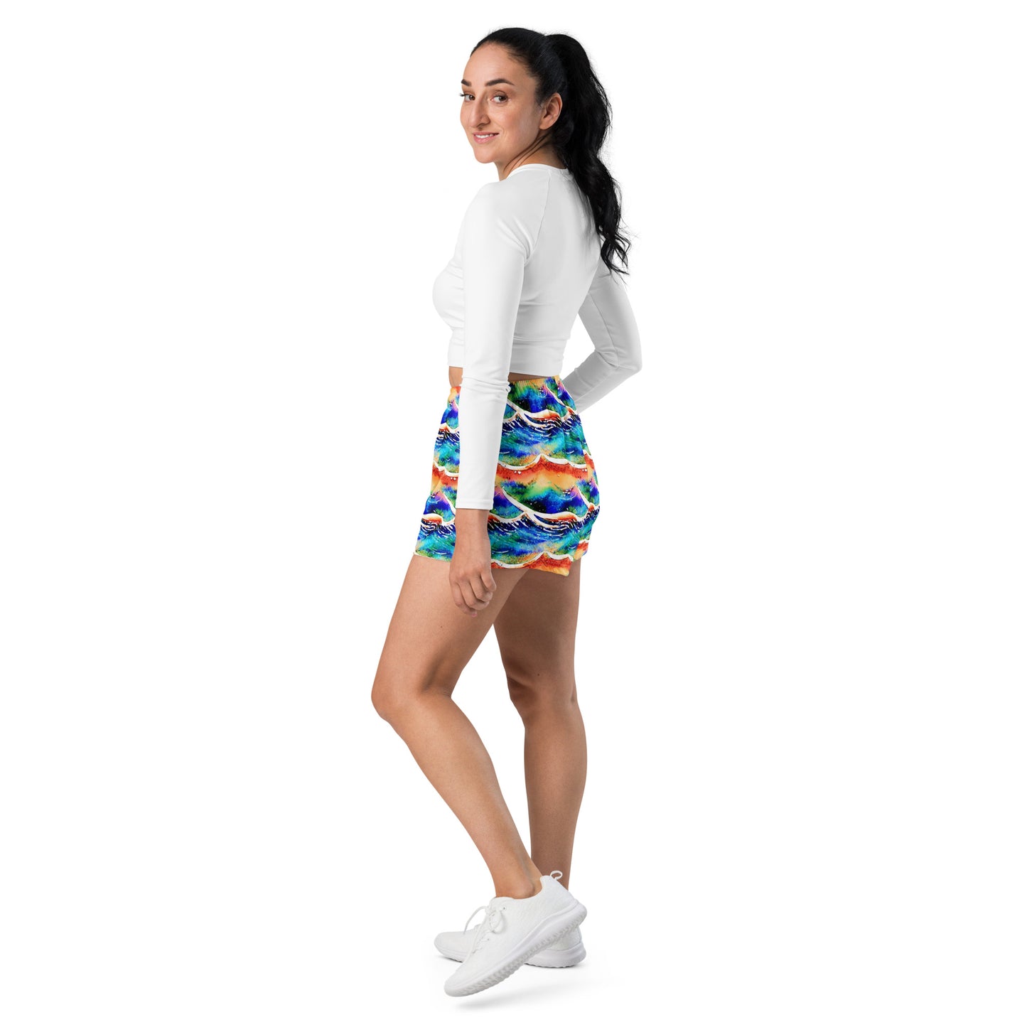 Rainbow Wave Reflections Women’s Athletic Shorts