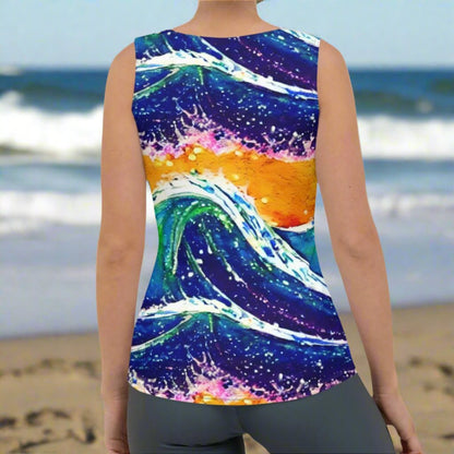 Blue Wave Splash Yellow Sunset Women's Tank Top