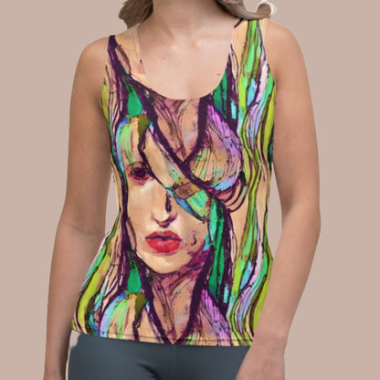Purple Green Boho Goddess Tank Top