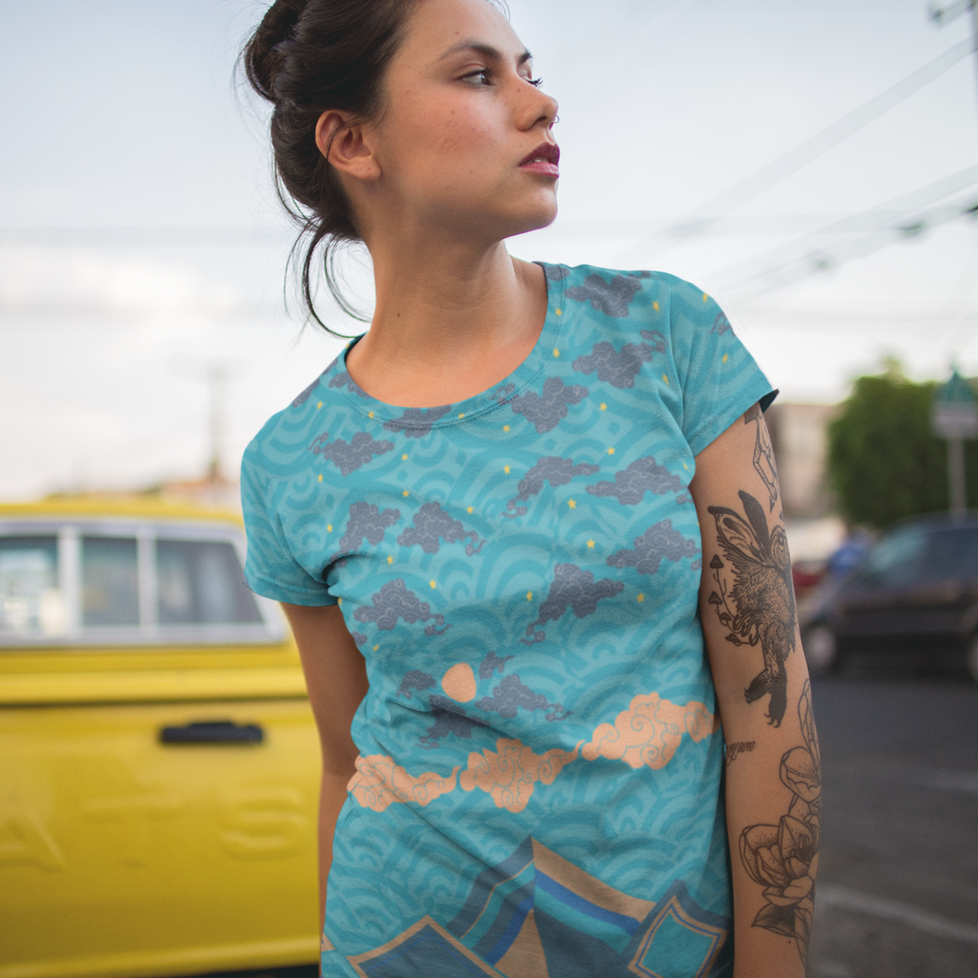 Japan Sky Reflective Mountains Turquoise Women's T-shirt