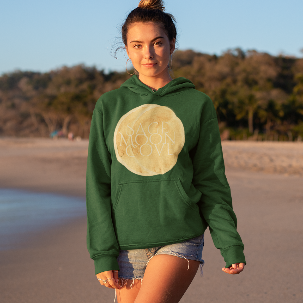 Sage Moon Cove Logo Hoodie Sweatshirt (Orange Yellow Logo)