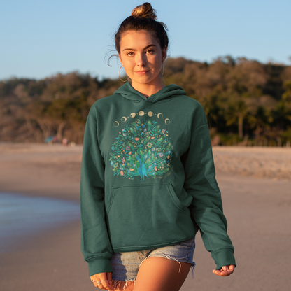 Lunar Floral Peacock Hoodie Sweatshirt