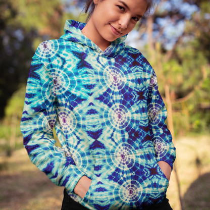 Arctic Tie Dye Blue Beach Hoodie Cozy Sweatshirt