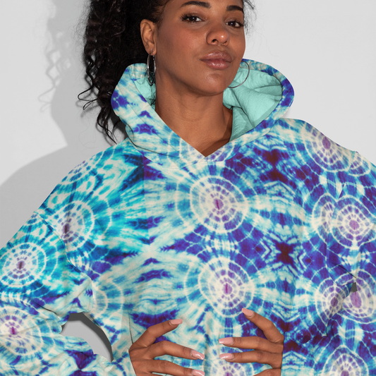 Arctic Tie Dye Blue Beach Hoodie Cozy Sweatshirt
