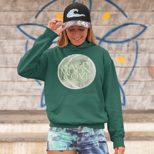 Sage Moon Cove Logo Hoodie Sweatshirt (Sage Green Logo)