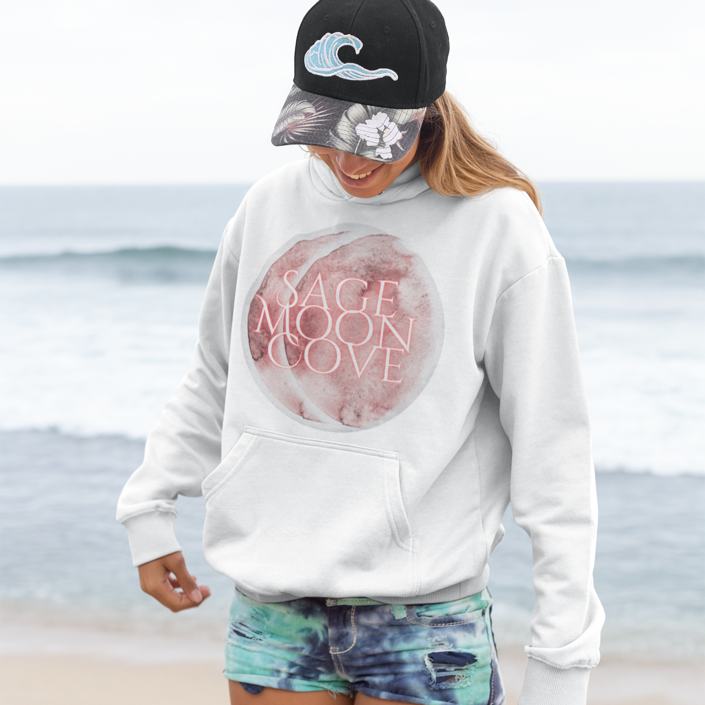 Sage Moon Cove Logo Hoodie Sweatshirt (Pink Logo)