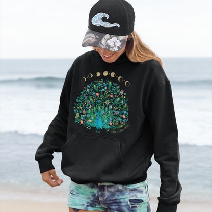 Lunar Floral Peacock Hoodie Sweatshirt
