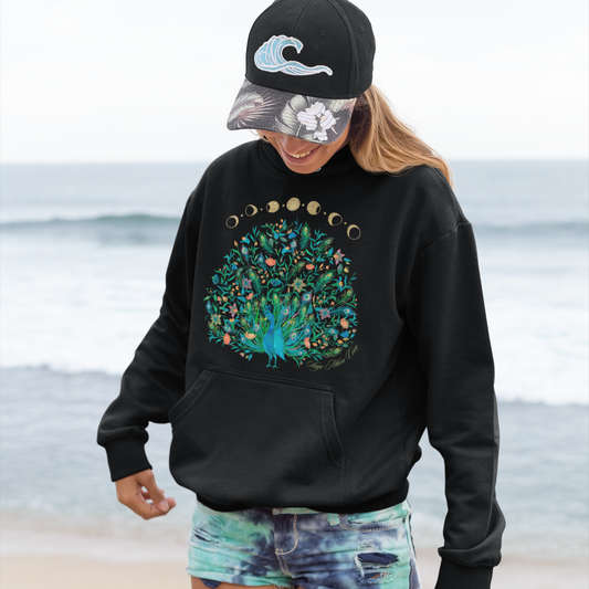 Lunar Floral Peacock Hoodie Sweatshirt