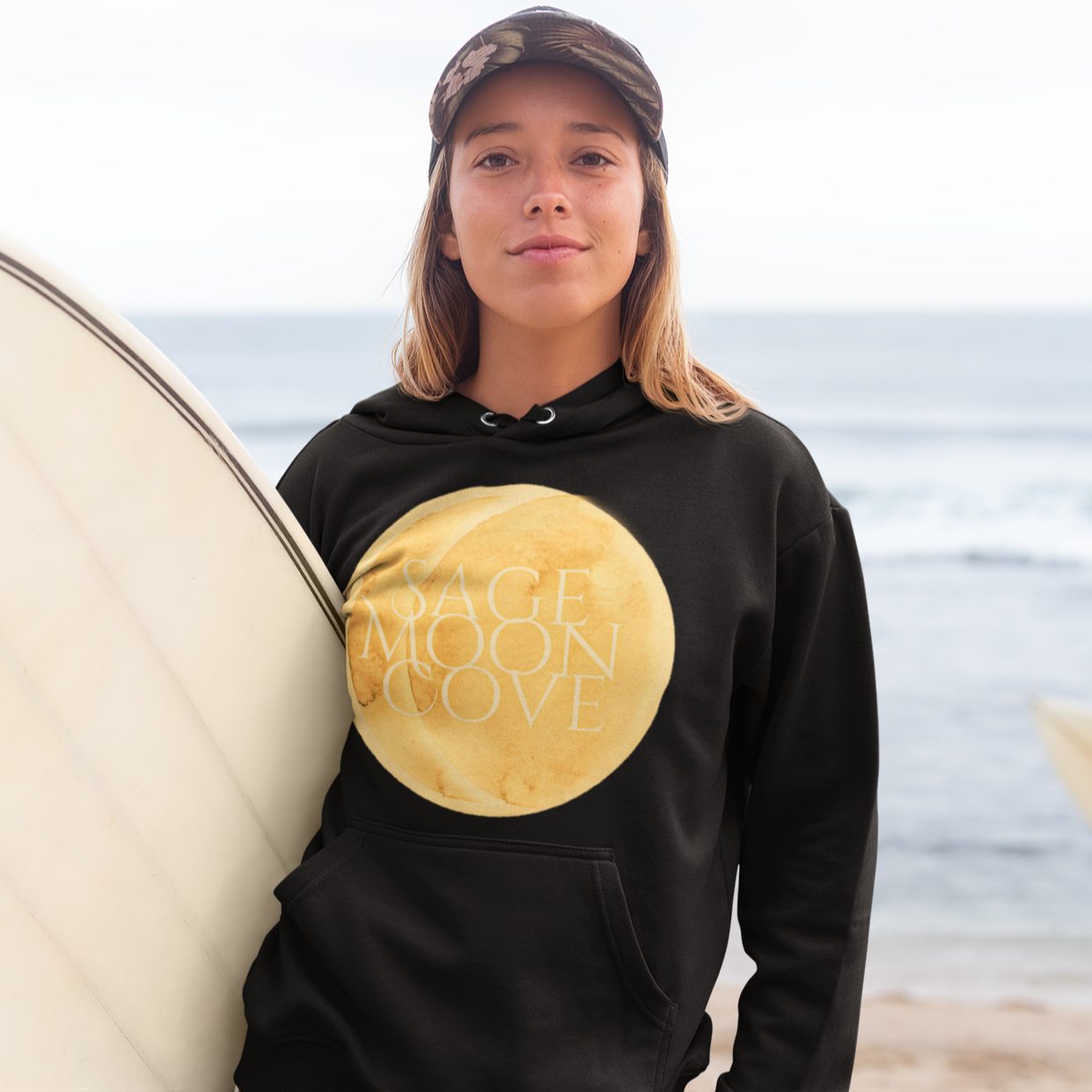 Sage Moon Cove Logo Hoodie Sweatshirt (Orange Yellow Logo)