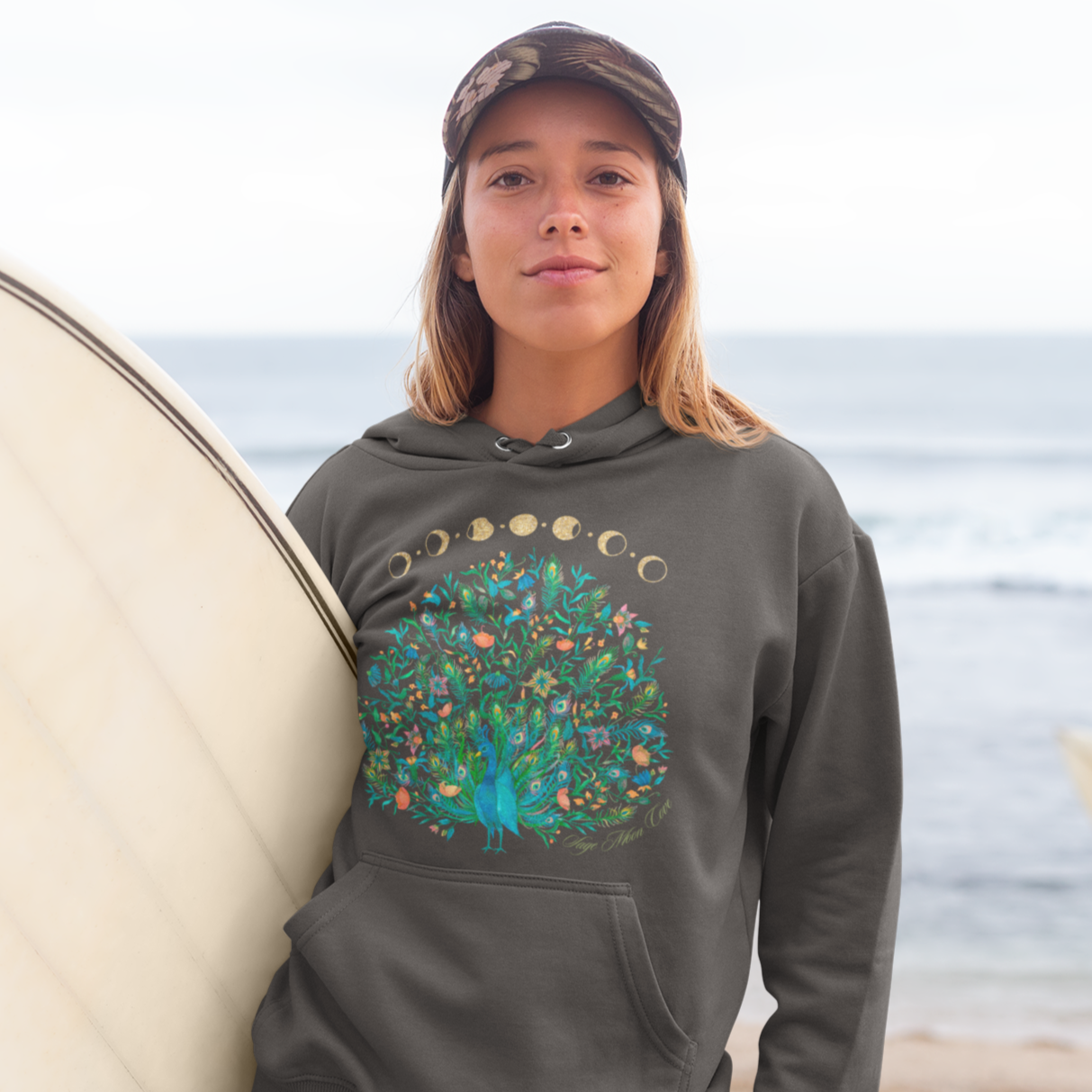 Lunar Floral Peacock Hoodie Sweatshirt