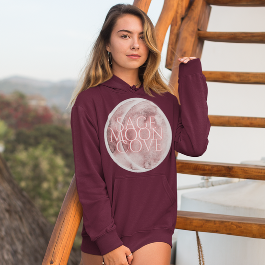 Sage Moon Cove Logo Hoodie Sweatshirt (Pink Logo)