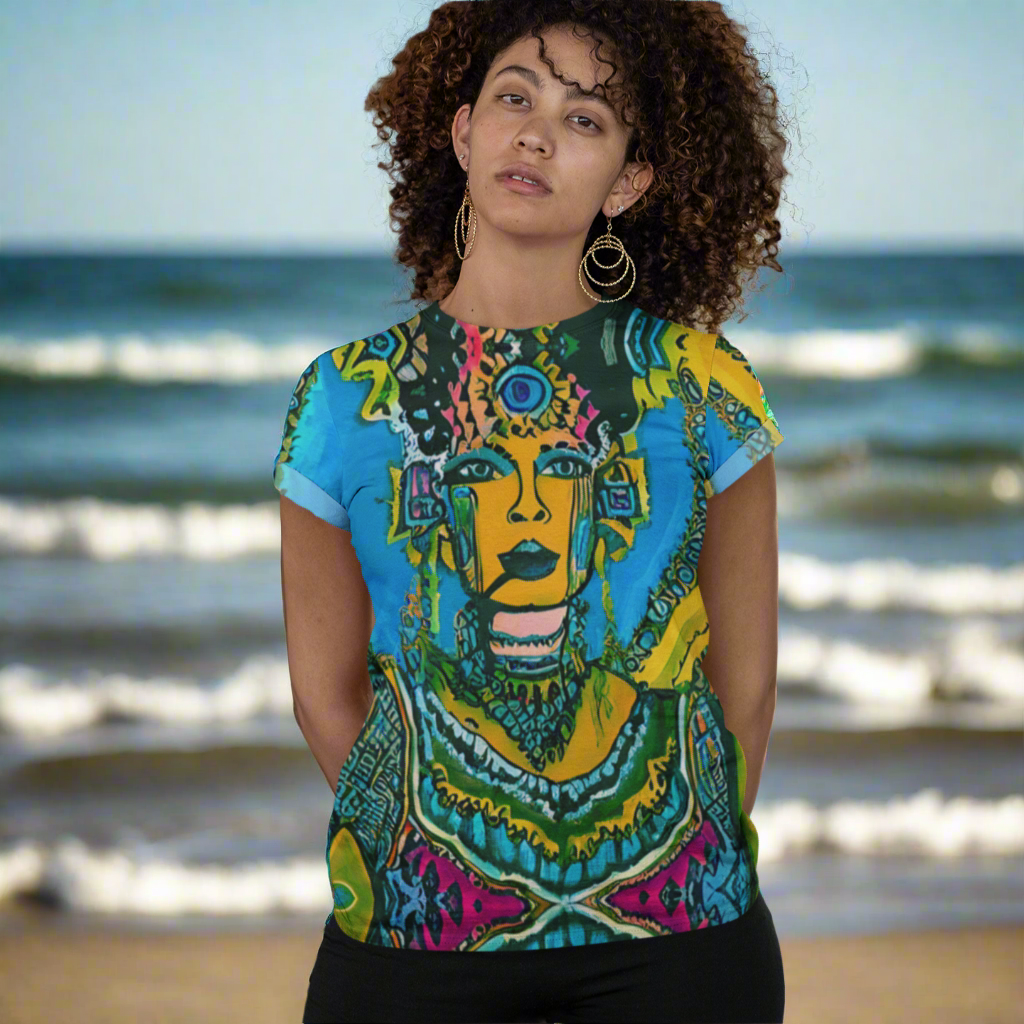 Aqua Yellow Goddess Women's T-shirt