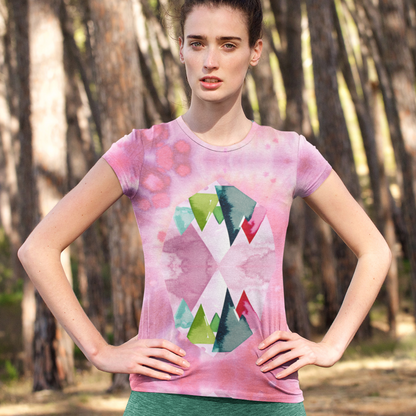 Pink Tie Dye Reflect Mountain Women's T-shirt