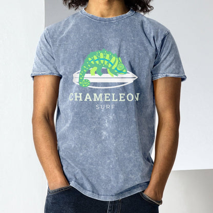Green Chameleon Surf Men's Acid Wash Denim T-Shirt