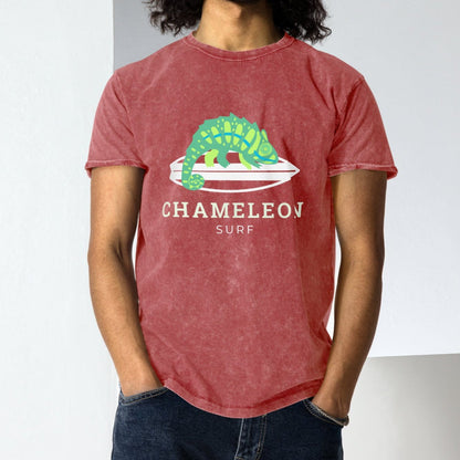 Green Chameleon Surf Men's Acid Wash Denim T-Shirt